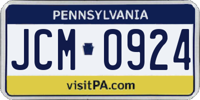 PA license plate JCM0924
