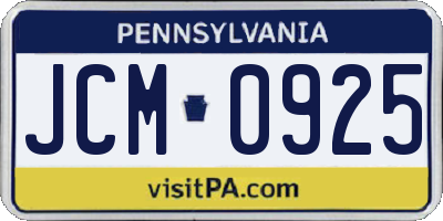 PA license plate JCM0925