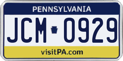 PA license plate JCM0929
