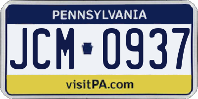 PA license plate JCM0937