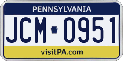 PA license plate JCM0951
