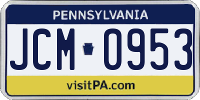 PA license plate JCM0953