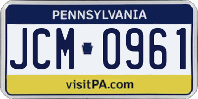 PA license plate JCM0961