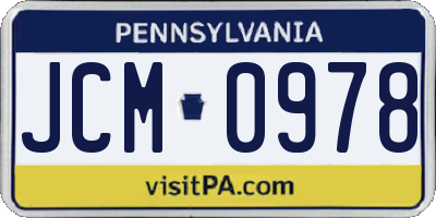 PA license plate JCM0978