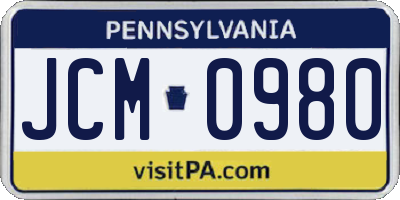 PA license plate JCM0980