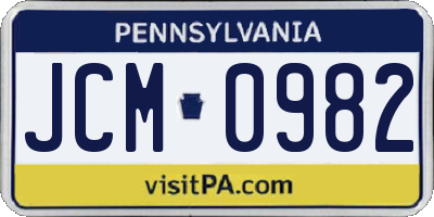 PA license plate JCM0982
