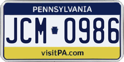 PA license plate JCM0986