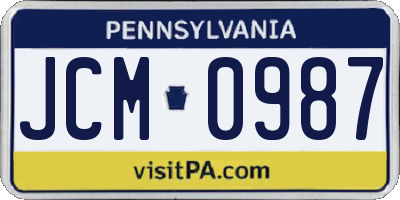 PA license plate JCM0987