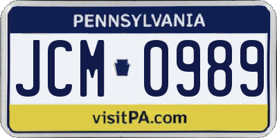 PA license plate JCM0989
