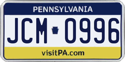 PA license plate JCM0996