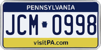 PA license plate JCM0998