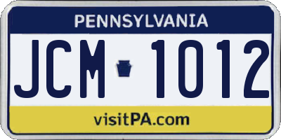 PA license plate JCM1012