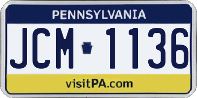 PA license plate JCM1136