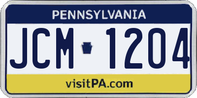 PA license plate JCM1204