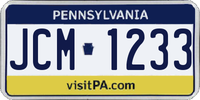 PA license plate JCM1233