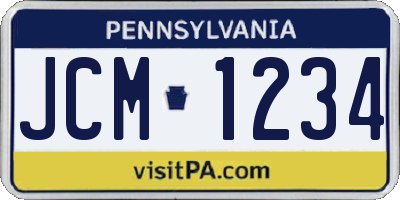 PA license plate JCM1234