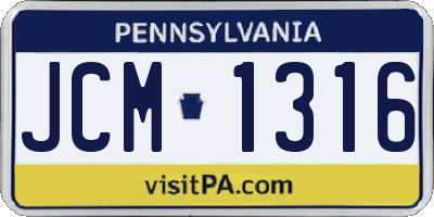 PA license plate JCM1316