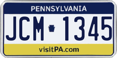 PA license plate JCM1345