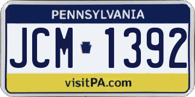 PA license plate JCM1392