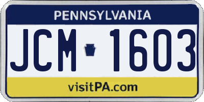 PA license plate JCM1603