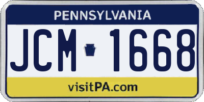 PA license plate JCM1668