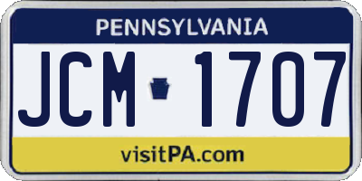 PA license plate JCM1707