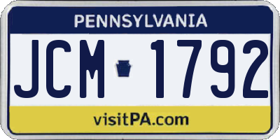 PA license plate JCM1792