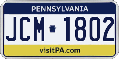 PA license plate JCM1802