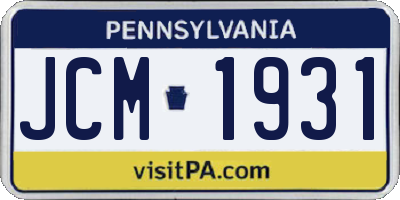 PA license plate JCM1931