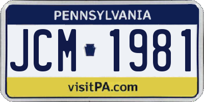 PA license plate JCM1981