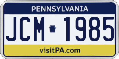 PA license plate JCM1985
