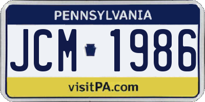 PA license plate JCM1986