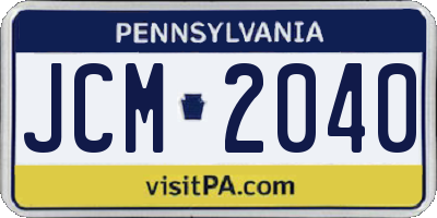 PA license plate JCM2040