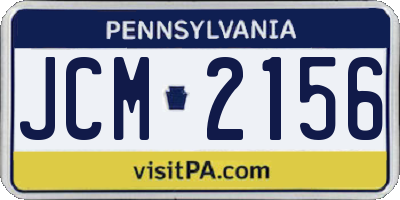 PA license plate JCM2156