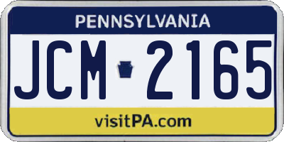 PA license plate JCM2165