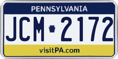 PA license plate JCM2172