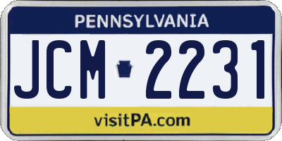 PA license plate JCM2231