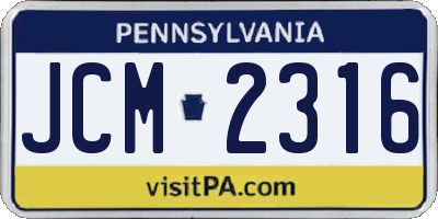 PA license plate JCM2316