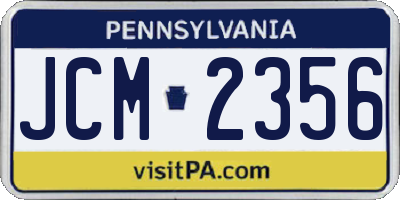 PA license plate JCM2356