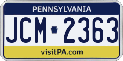 PA license plate JCM2363