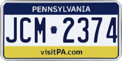 PA license plate JCM2374