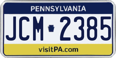 PA license plate JCM2385