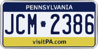 PA license plate JCM2386