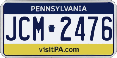 PA license plate JCM2476