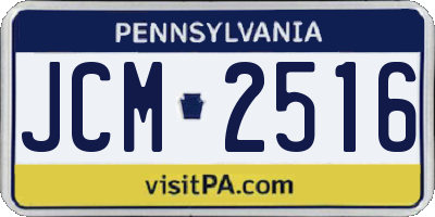 PA license plate JCM2516