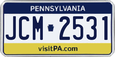 PA license plate JCM2531