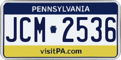 PA license plate JCM2536