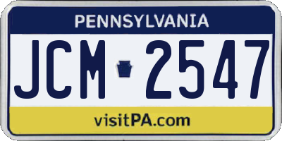 PA license plate JCM2547