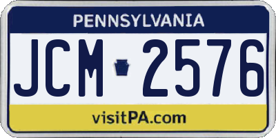 PA license plate JCM2576