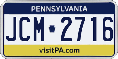PA license plate JCM2716